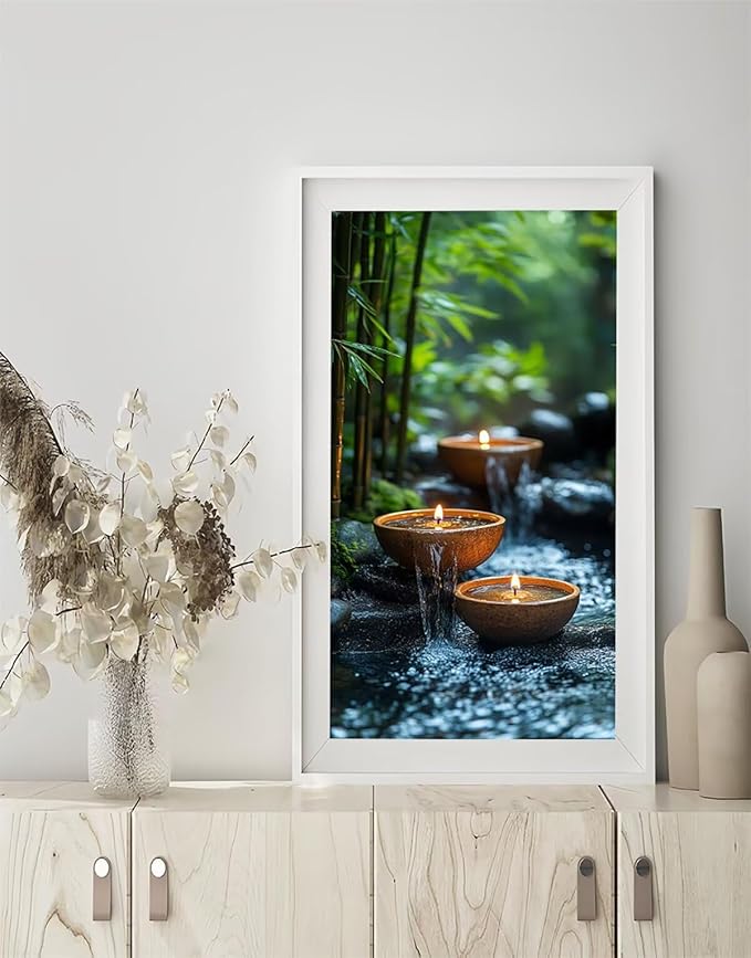 Bamboo Diamond Art Kits Adults, 5D Diamond Painting Candle, DIY Round Full Drill Crystal Art Kits for Adults, Rhinestone Embroidery Cross Stitch Gem Paintings for Room Decor, Gifts 36x72in 18RR-3G