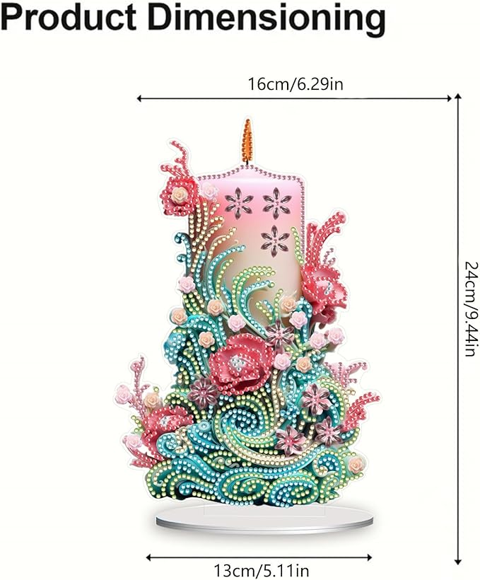 5D Diamond Art Candle Ornaments Kits, DIY Christmas Flower Candle Diamond Art Painting Desktop Ornament, Special Shaped Crystal Diamond Art Painting Tabletop Home Office Decor-4PCS-C