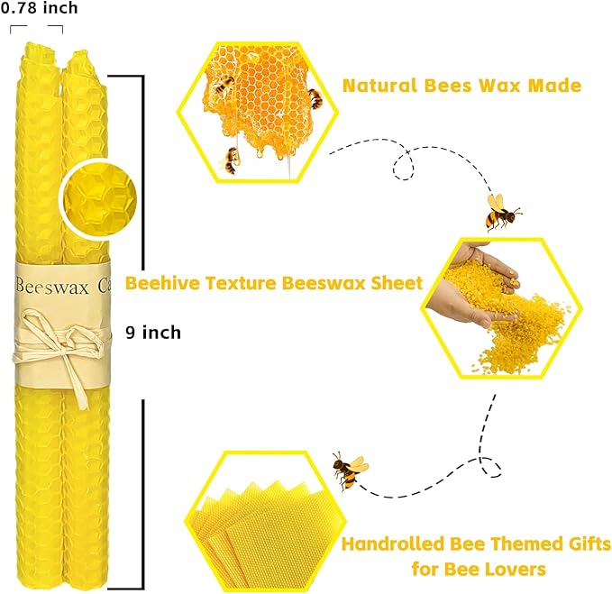 Lacaser Natural Beeswax Red Taper Candles Bulk Pack of 14 pcs, Unscented Red Long Candlesticks 9 Inches Each, Burning Time 4 Hours