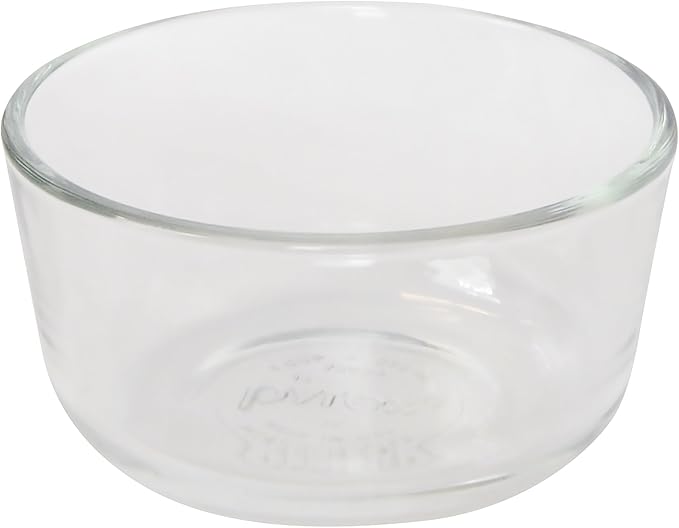Pyrex 7202 1-Cup Glass Bowl & 7202-PC Cadet Blue Lid (4-Pack) - Made in USA