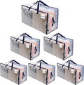 VENO 6 Pack Clear Extra Large Moving Bags & Storage Totes, Heavy Duty Organizer with Reinforced Handles & Strong Zippers for Clothes, College Dorm Essentials, Moving Supplies