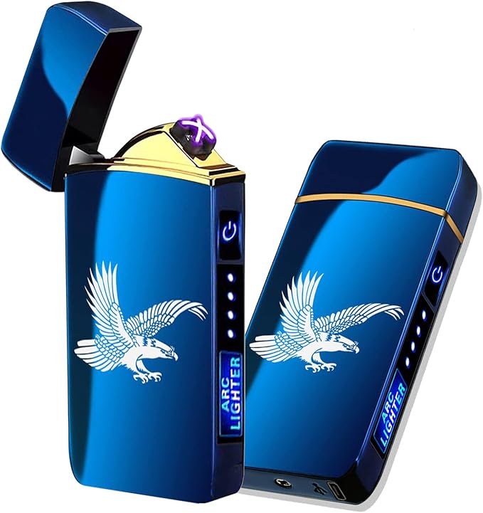 Blue Eagle-T3 Smart Electric Lighter - USB Rechargeable, Windproof, Flameless, Lightweight Plasma Lighter for Fire, BBQs, Fireworks, Candle, Camping - Indoors & Outdoors