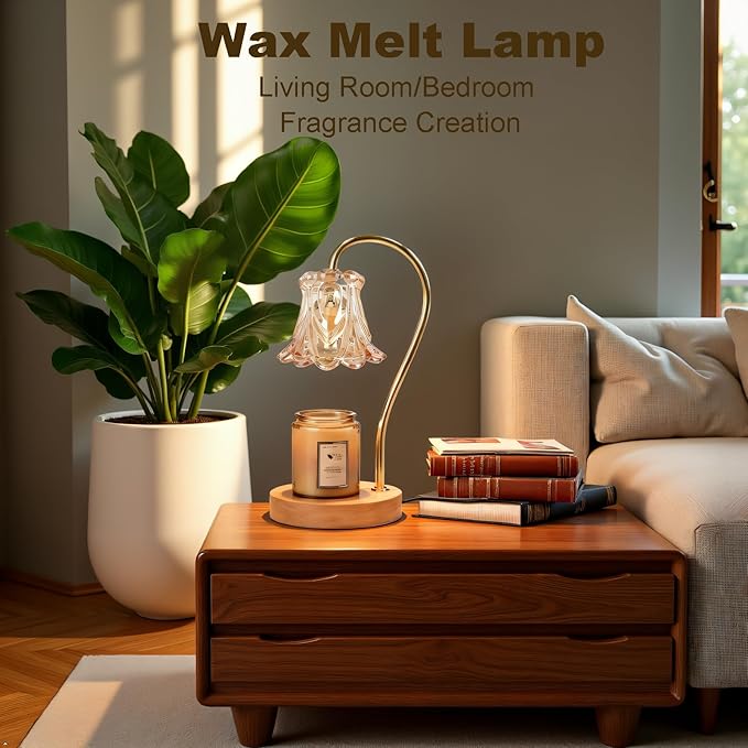 Candle Warmer Lamp with Timer 2 Bulbs Light Dimmable Electric Candle Warmer Flower Shape for Bedroom Home Decor, Wax Melt Warmer for Scented Wax, Birthday Housewarming for Her Him