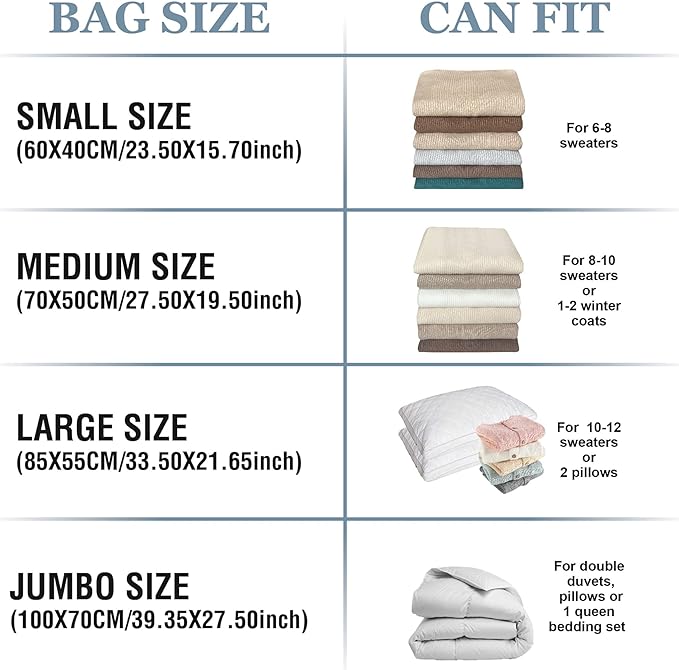 Roomimaster Vacuum Storage Bags, Vacuum Seal Space Saver Bags for Clothing, Travel Lugggage,Carry-on, Blankets, Comforters, Pilow, Bedding, 10 Large