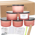 MILIVIXAY 6 Pack 24 oz Candle Jars with Metal Lids and Candle Making Kits - 3 Wick Candle Jar,Bulk Empty Matte Pink Thick Glass Jars for Making Large Candles - Spice, Powder Containers.