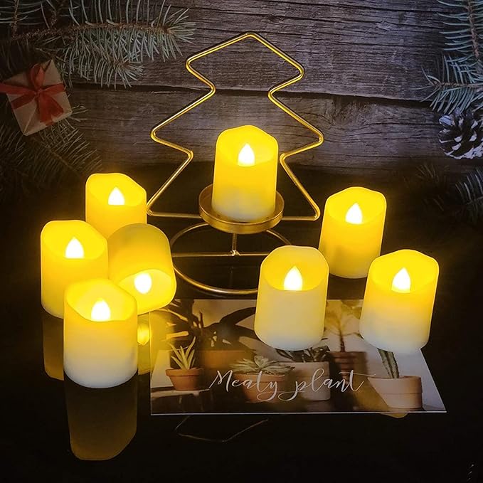 6pcs LED Tea Lights Rechargeable with Charging Base and USB Cable, Flameless Votive Candles Flickering with Remote and Timer, Electric Fake Candles Warm White