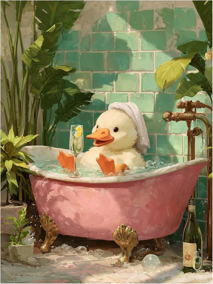 Reivworl Duck Diamond Art Kits for Adults, Duck Diamond Painting Kits, 5D Gem Art Kit for Gifts and Home Interior Decor 12x16 Inch