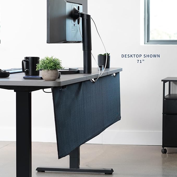 VIVO Black 71 inch Under Desk Privacy and Cable Management Organizer Sleeve, Wire Hider Kit Panel System, DESK-SKIRT-71