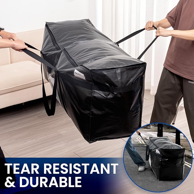 TAILI 69 Gallon Extra Large Storage Bags, XXL Black Heavy Duty Moving Bags For Storage with Visible Window, Wrap Around Handles, Totes for Space Saving, Alternative to Moving Boxes