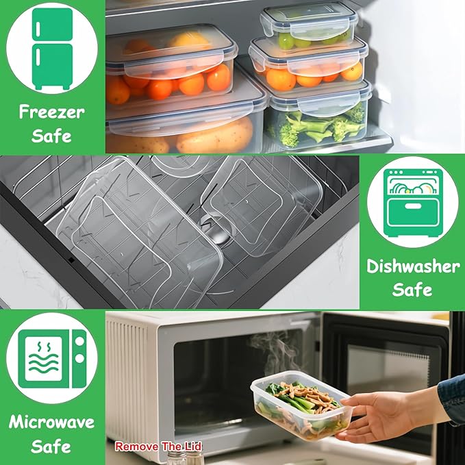 Taiuloo 18 Pack Airtight Food Storage Containers with Lids, BPA-Free Plastic Kitchen Fridge Organizer for Salad Fruit & Vegetable, Reusable Leakproof Meal Prep Lunch Boxes, Freezer & Microwave Safe
