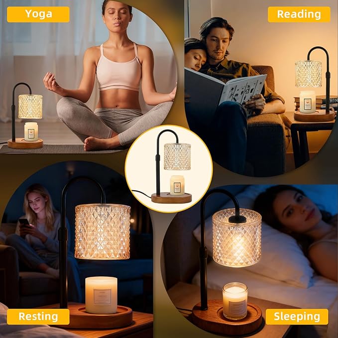 Height Adjustable Candle Warmer Lamp with Timer, Dimmable Candle Warmer for Jar Candles(Not Included), House Warming Home Decor Cozy Wax Melts Warmer, Christmas Birthday Gifts for Women Mom (Black)