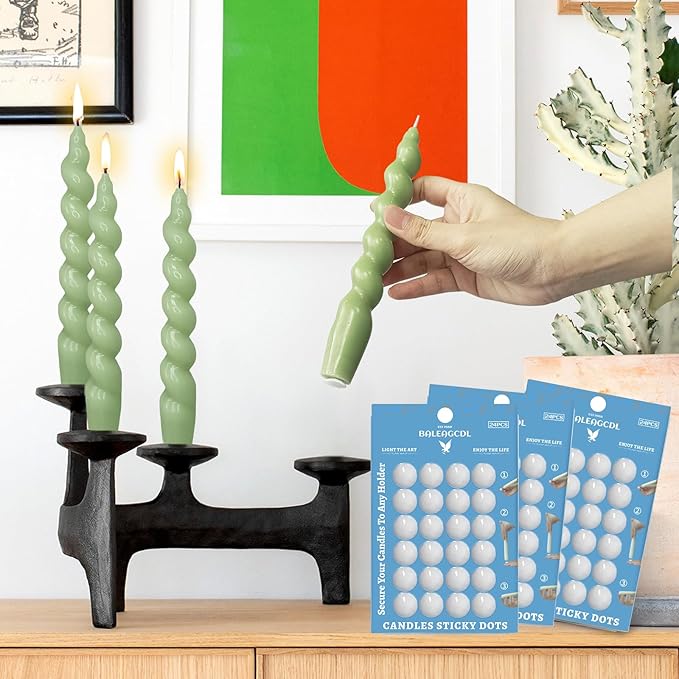 Taper Candles Sticky Dots - White Candle Wax Dots -Taper Candle Waxed Adhesive - Secure Your Candles to Any Holder (72Pack)