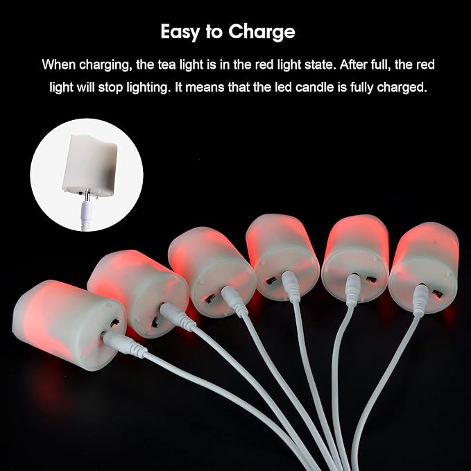 Daord USB Rechargeable Flameless LED Tea Lights Warm White Votive Candles with Remote Battery Flickering Tealights Candle for Halloween Christmas Romantic Home Decoration (12 Packs,Warm White)