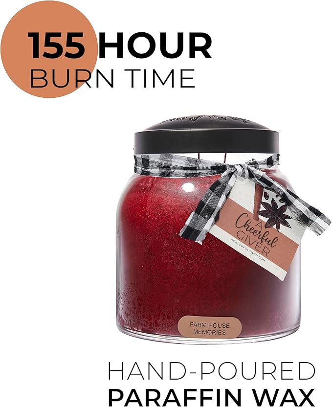 A Cheerful Giver — Farm House Memories - 34oz Papa Scented Candle Jar with Lid - Keepers of the Light - 155 Hours of Burn Time, Gift for Women, Red