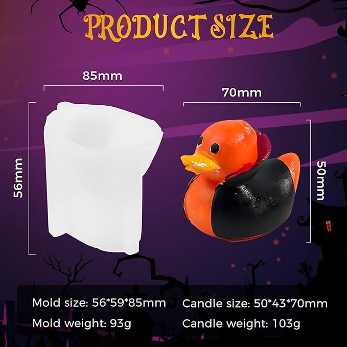 Vampire Duck Candle Silicone Molds Resin Casting Mould for for Halloween Candle Making Polymer Clay Plaster Home Decoration