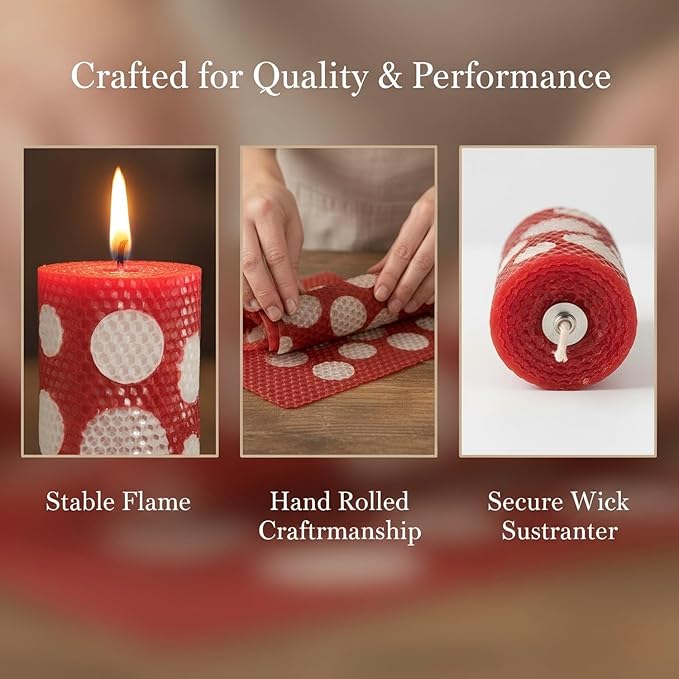 Hand Rolled Beeswax Pillar Candles 2 Packs, Non Toxic Beeswax Candles-70 Hours Long Burning, Organic Emergency Bees Wax Candles for Home, Paryer, Parties, Unscented Dripless Smokeless Candles, 2x4in