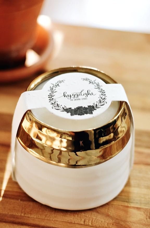 Hyggelight - The Growing Candle, Coffee Scented, 10oz Ceramic Pot, Aromatherapy Candles, 100% Soy, Cream and Espresso Aroma for Home, Clara
