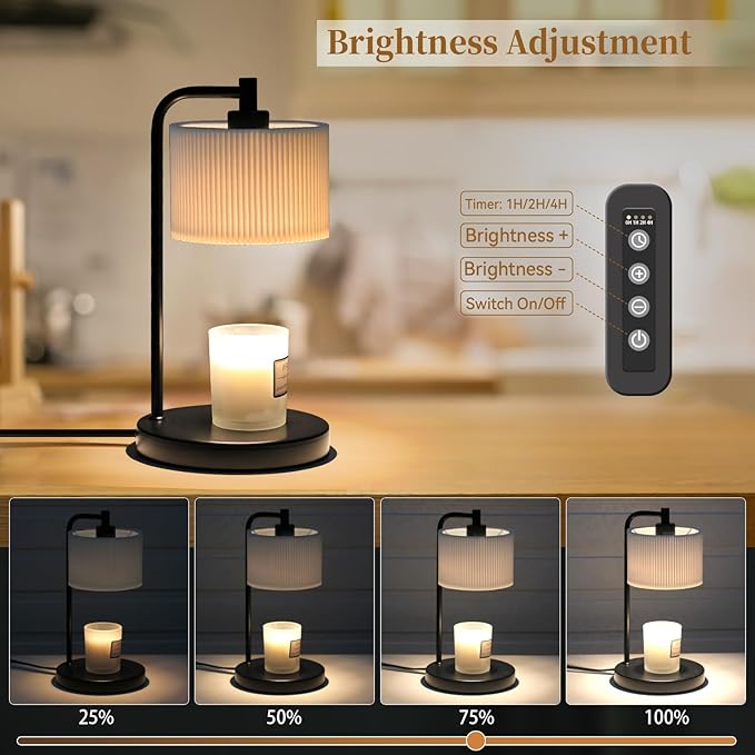NITOWOLF Candle Warmer Lamp with Timer, Dimmable Candle Wax Warmer Electric Candle Lamp for Scented Candles with Bulbs, Christmas Gifts House Warming Gifts Home Decor (Black)
