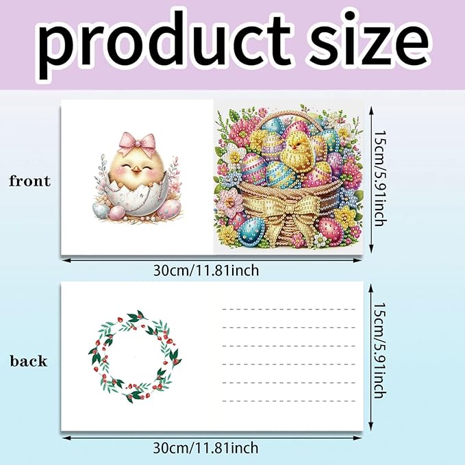 DoxQcs 5D Diamond Art Painting Greeting Cards Kit, DIY Cards for Blessings Congratulations Gifts, Greeting Card Set for Birthday Thanksgiving Day Christmas Halloween-Easter Rabbit