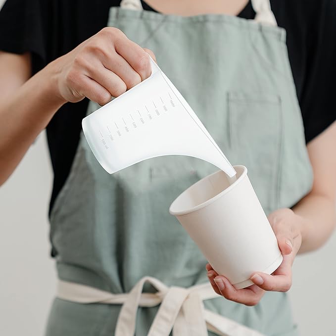 Funnel Pitcher for Soap Making, Large Capacity Easy Pour Container with Long Spout, Soap Making Supplies, Bakeware Mold, Candle, Microwave Safe, 4 Cups, 32 Ounces, 1000 ml - Set of 4