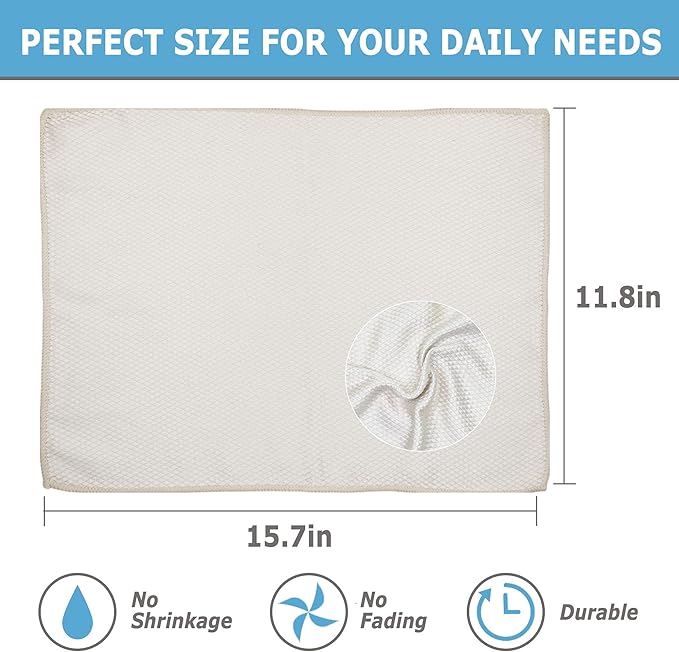Choicy Microfiber Cleaning Cloth Reusable Cleaning Cloths Cleaning Rags 10Pcs 12×16inch Lint Free Dish Cloths No Odor Fish Scale Microfiber Towels for Cars Glass Windows Mirrors Kitchen (Beige)