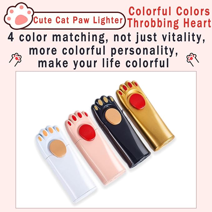 Windproof Lighter, Cool, Cute Cat Paw Design, Fillable, Adjustable, Butane Lighter, Gift for Men（No Gas）