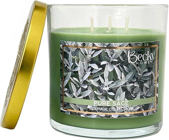 14.5oz Pure Sage Scented Candles for Home, 60 Hrs Soy Wax Candle for Cleansing House, Aromatherapy & Manifestation, Candle Gifts for Men and Women