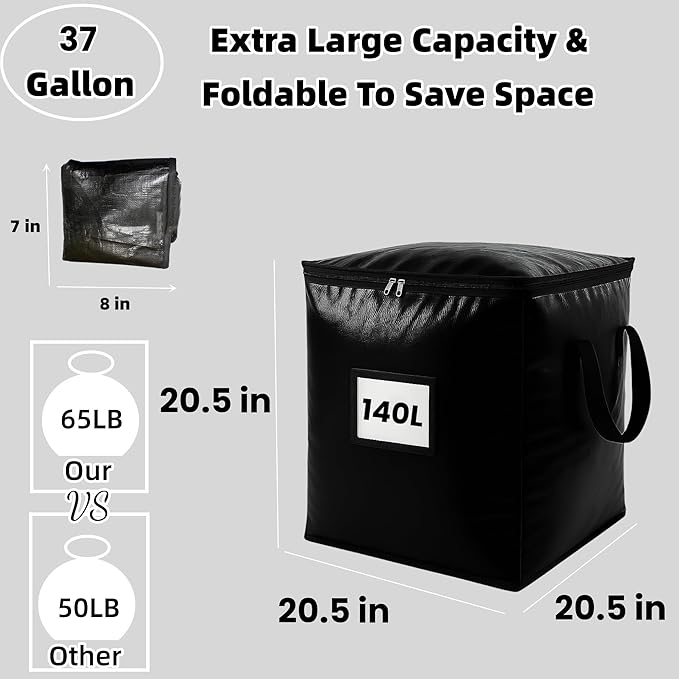3 Pack 140L Storage Bags for Clothes, Moving Bags Heavy Duty Extra Large with Reinforced Handle, Storage Containers for Organizing Bedding, Blanket, Sheets, Pillows, Toys, Christmas Decorations