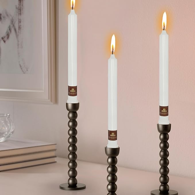 White Taper Candlesticks - Unscented Dinner Candles, 10 Inch Long, 4 PCS Smokeless, Perfect for Christmas & Home Decor