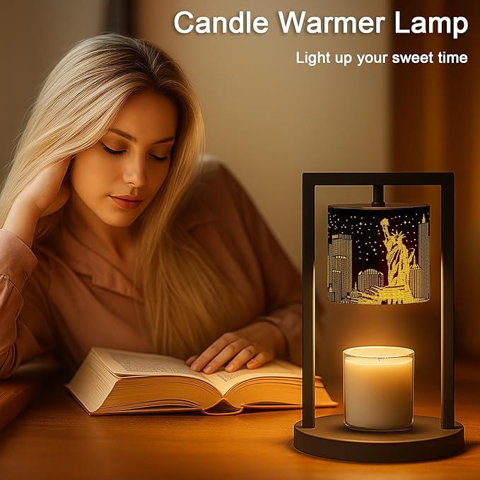 Candle Warmer Lamp with Timer Wax Melt Warmer for Scented Jar Candles Candle Lamp Warmer Gifts for Mom Christmas Gift, House Warming Gifts New Home Office Dorm Room Fall Decor (Statue of Liberty)