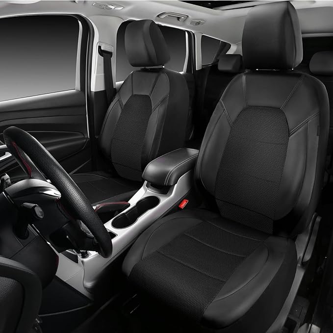 5 Seats Car Seat Covers Full Set for Volkswagen Taos S/SE/SEL/R-Line, Water & Wear Resistant Leather Automotive Seat Cover, Breathable Car Interior Protectors Cushion,A Black