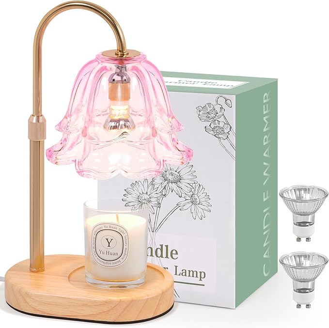 Lanhado Flower Candle Warmer Lamp with Timer - Dimmable Electric Candle Warming Lamps, Adjustable Wax Melter Wamers Light for Jar Candles, Birthday Gifts for Women, Christmas New Home Decor