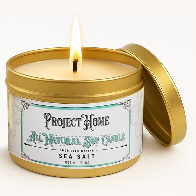 Sea Salt Pet Odor Eliminator Candle, Ocean Breeze Scent, 6oz, Eco-Friendly Soy Wax, Made in USA, Pet-Safe, Natural Odor Removal Candle, Non-Toxic, Phthalate-Free, Cotton Wick