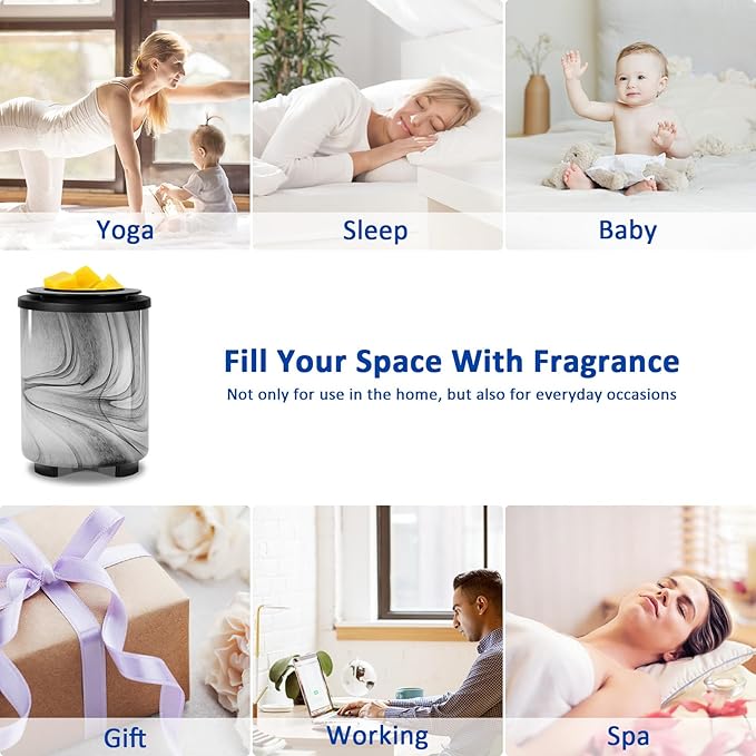 Electric Wax Melt Warmer for Scented Wax with 7-Color Changing LED Night Light, Removable Silicone Dish & PTC Safe Heating - Art-Glass Design for Home, Office Décor, and Gifts for Mom