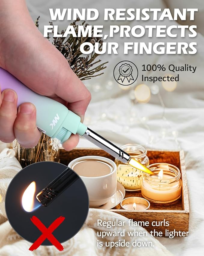 MK Lighter Collector’s Edition Refillable Candle – Multipurpose Jet Flame Butane with Long Wand for Indoor & Outdoor Use Gift Couples Friends Family (Dreamy-5PC)