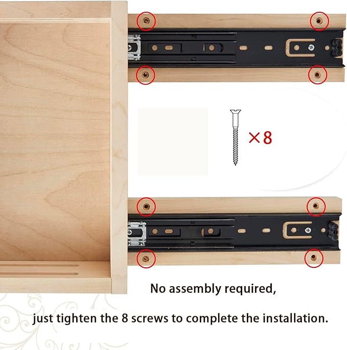Kitchen Cabinet Organizer, Fully Assembled Drawer Wood Pull Out Tray Drawer Box Cabinet Slide Out Shelve, Wooden Pull-Out Shelf (W9''×D10''×H3'')