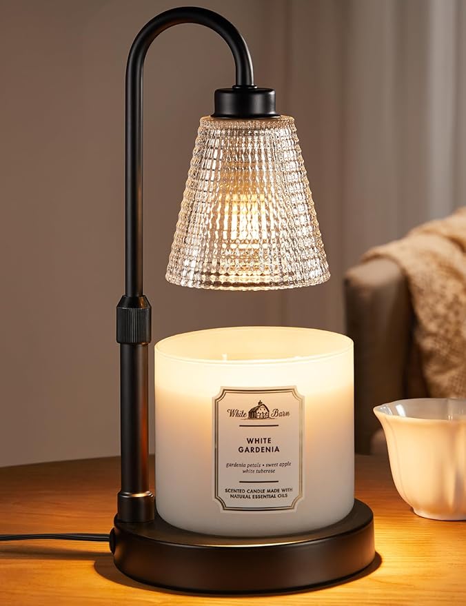 Innqoo Big Black Candle Warmer Lamp with Timer, Dimmable Candle Warmer for Home Decor, Height Adjustable Candle Lamp for Jar Candles, Birthday Gifts for Women Mom, House Warming Gifts New Home