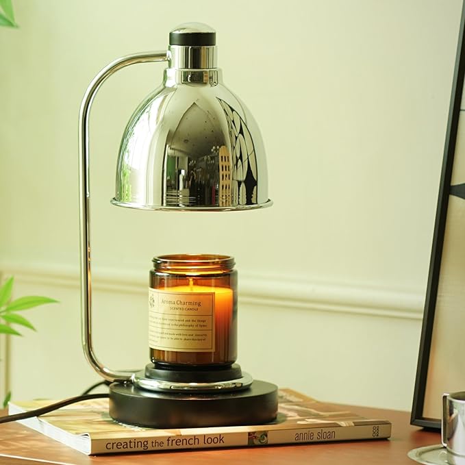 Candle Warmer Lamp with Timer Dimmable, Solid Wood Base, House Warming Gifts New Home Room Decor, Birthday Gifts for Women Mom, Bauhaus Style Wax Warmer Lamp for Jar Candles with 2 Bulbs
