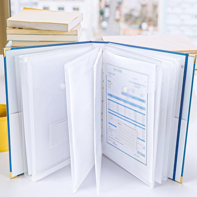 XKDOUS Aesthetic Document Organizer with 9 Pockets, 3 Ring Accordion Binder Folio Folders for Important Papers, A4 Letter Size Expanding File Storage Holder for Home, Office