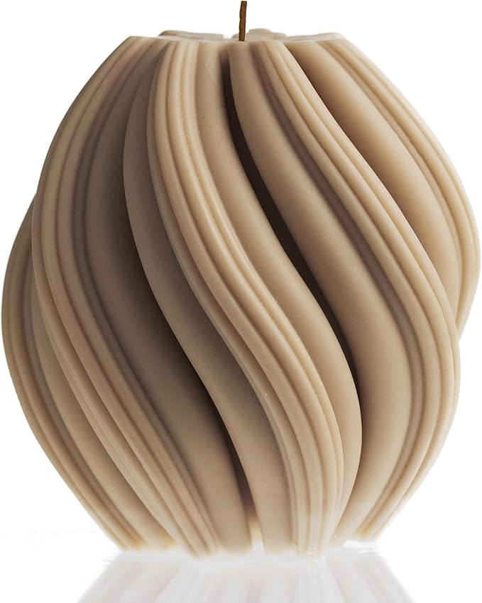 LAWA Swirl Candle - Large Beautiful Handmade Pillar Scented Soy Wax Twirl Elegant Bubble Aesthetic Candle Housewarming Gift Home Room Shelf Decor Idea Spiral Sandstone (Medium)
