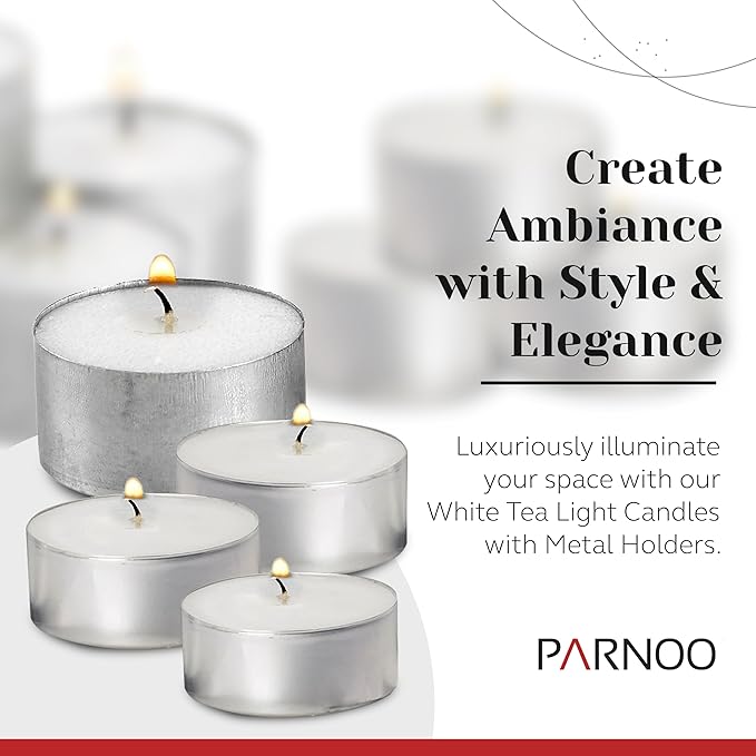 500 Pack Tealight Candles in Metal Cups - Clean, White Unscented Tealight Candles with 3 Hour Long Burning Time for Romantic Dinner, Weddings, Spa & Hotels