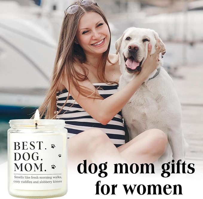 Dog Mom Gifts for Women, Unique Dog Mom Lovers Gift for Her Girlfriend Sister Bestie Wife, Funny Mothers Day Present Ideas - Lavender Scented Candle