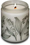 Hemlock Park Frosted Glass Wood Wick Candle Handcrafted with Natural Coconut Wax (Standard 8 oz, Lily of The Valley)