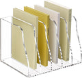 SANRUI Acrylic Desk Magazine File Organizer, 5 Vertical Compartments Clear Document Sorter Organizer Holder Workspace Sorters, Folder Rack for Office Accessories Organization Storage, B5 Size