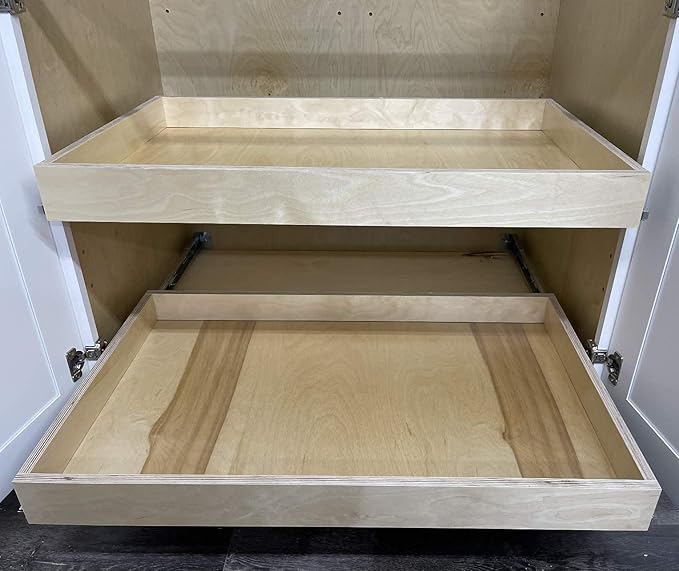 Sublime Design | Pull Out Tray | Baltic Birch Drawer for Kitchen Cabinets | Slide Out Shelves | Roll Out Cabinet Organizer (32" WIDE)