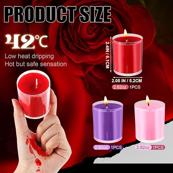 3 Pcs Low Temperature Candles Valentine's Day Rose Scented Candles Low Heat Strawberry Fragrance Night Dripping for Aromatherapy Valentine Weddings Decor Each 2.82 oz