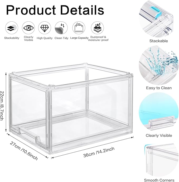 3 Packs Large Plastic Stackable Storage Drawers, DILIBRA Clear Storage Bins Organizer with Pull Out Drawers, Snacks Storage Organizer for Kitchen Cabinet Closet Shelf Pantry Organizers and Storage