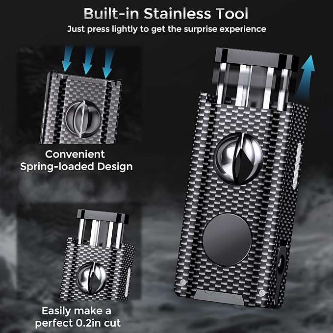 5-in-1 Torch Lighter, Built-in Multi-Functional Accessories, Punch, Draw Enhancer Tool, Holder, Triple Jet Flame, Premium Gifts for Men/Women, Butane Refillable Windproof Lighter for Candles, Travel