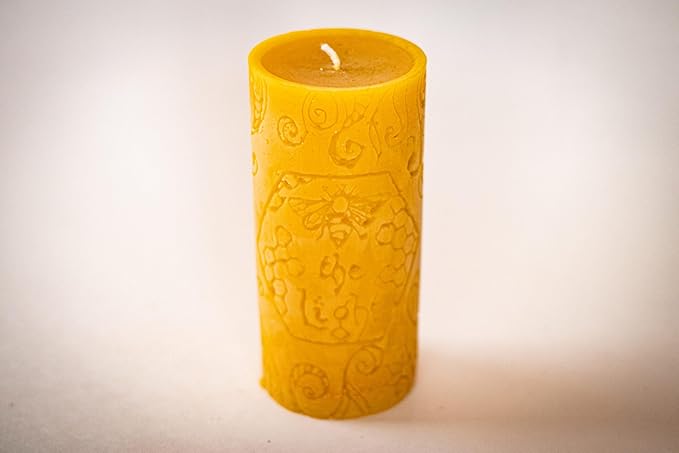 BeeTheLight Beeswax Pillar Candle - 100% Pure Bees Wax - Choose Your Size and Color - Up to 72 Hour Burn Time - Approx. 2x3, 3x4, 3x6 - Unscented - Natural Light Honey Scent (Natural Yellow, Large)