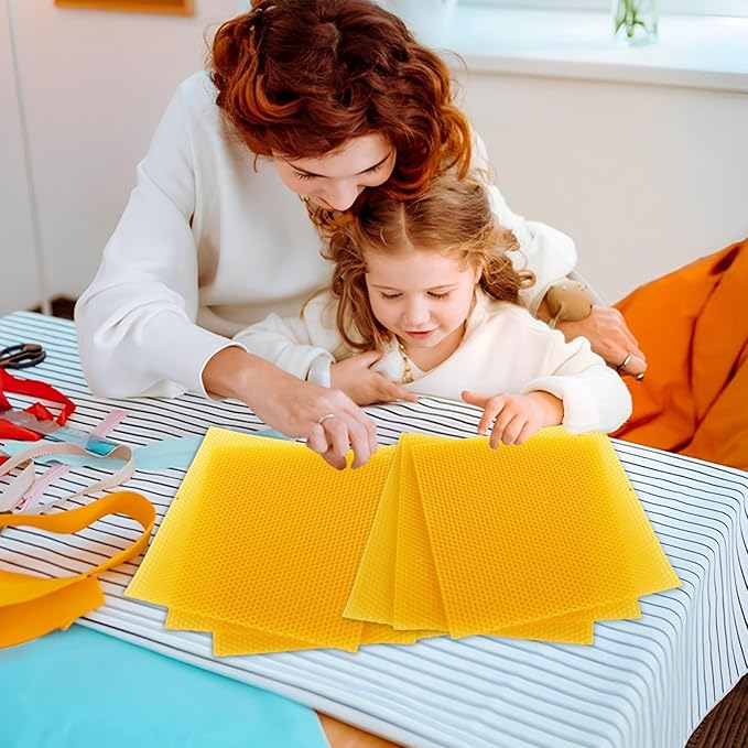 GBACHOOSE 8x8 inch Beeswax Sheets for Candle Making, 24PCS Beeswax Sheets Beeswax Candle Sheet for Candle Making Rolling DIY Kits, Wax Candle Sheets Create Your Own Unique Candles(Yellow)